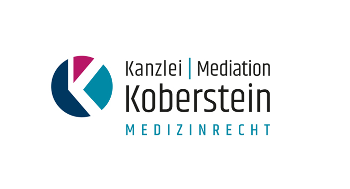 Logo der Kanzlei Koberstein, spezialisiert auf Medizinrecht und Mediation in Köln. Das Design kombiniert moderne Farben und klare Schriftzüge für einen professionellen Auftritt. Logodesign Köln