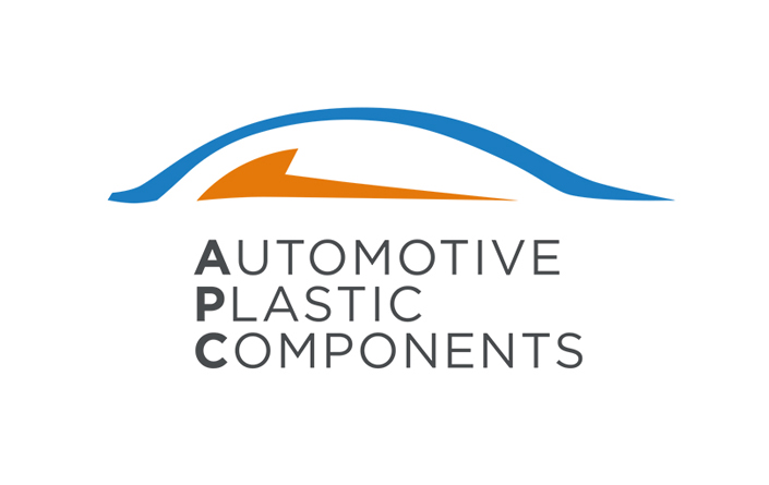 Logo von Automotive Plastic Components (APC), einem Unternehmen, das sich auf die Herstellung von Kunststoffteilen für die Automobilindustrie spezialisiert hat. Innovatives Design und hochwertige Materialien. Logodesign Köln