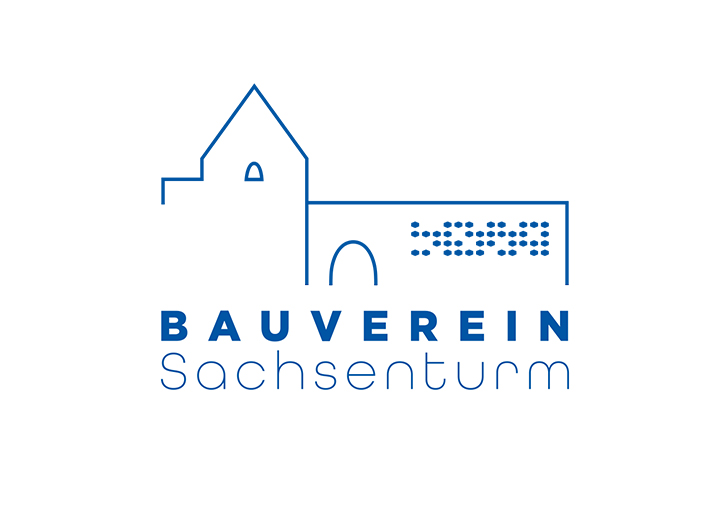 Logo des Bauvereins Sachsenturm Köln , das stilisiert ein Gebäude darstellt. Es symbolisiert die Architektur und das Engagement des Vereins in der Bau- und Denkmalpflege. Logodesign Köln