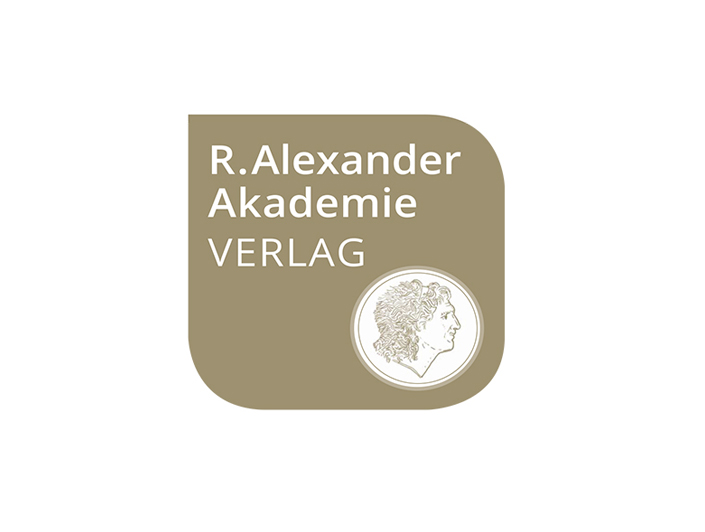 Logo der R. Alexander Akademie Verlag mit stilisiertem Porträt und Schriftzug. Der Verlag bietet Fachliteratur und Bildungsressourcen für akademische Zwecke an. Logodesign Köln