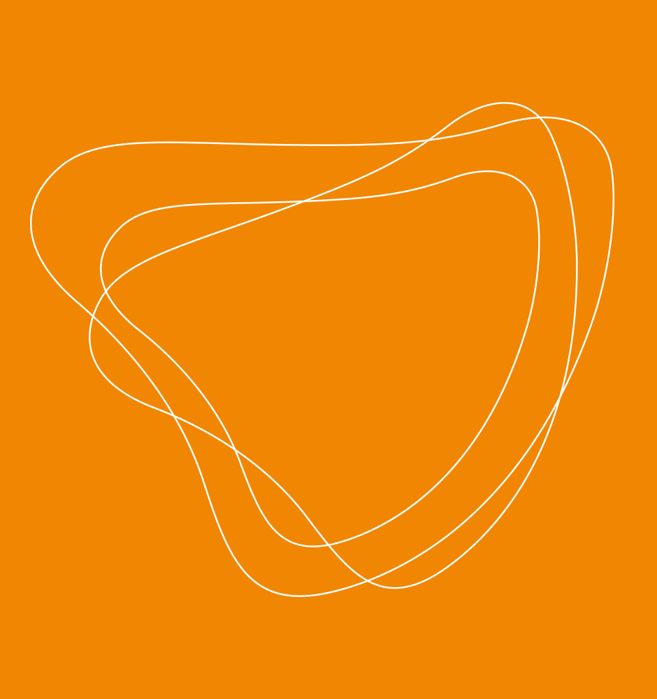 Abstrakte Linienkunst auf orangefarbenem Hintergrund, die dynamische Formen und Bewegung darstellt. Ideal für moderne Designprojekte und kreative Anwendungen. Corporate Design Köln