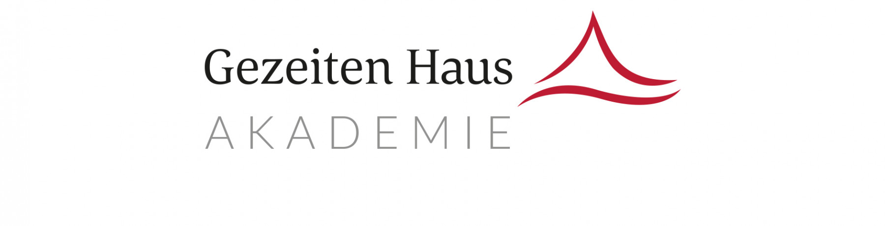 Logo der Gezeiten Haus Akademie, die sich auf Weiterbildung und persönliche Entwicklung spezialisiert hat. Modernes Design mit Schriftzug in Schwarz und Grau sowie rotem grafischen Element.