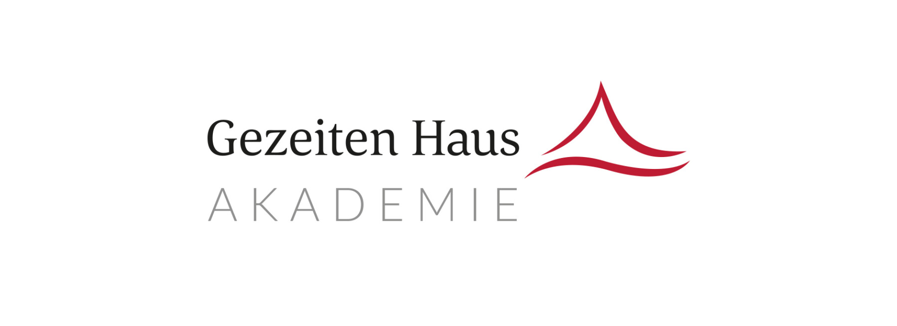 Logo der Gezeiten Haus Akademie, die sich auf Weiterbildung und persönliche Entwicklung spezialisiert hat. Modernes Design mit Schriftzug in Schwarz und Grau sowie rotem grafischen Element. Webdesign für Arztpraxen Köln