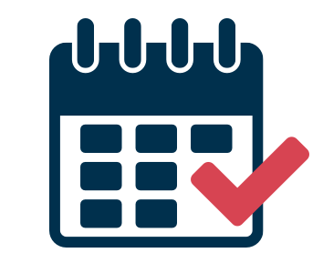 Symbolbild eines Kalenders mit einem Häkchen, das die Bestätigung eines Termins oder einer Aufgabe darstellt. Ideal für Planungs- und Organisationsanwendungen.