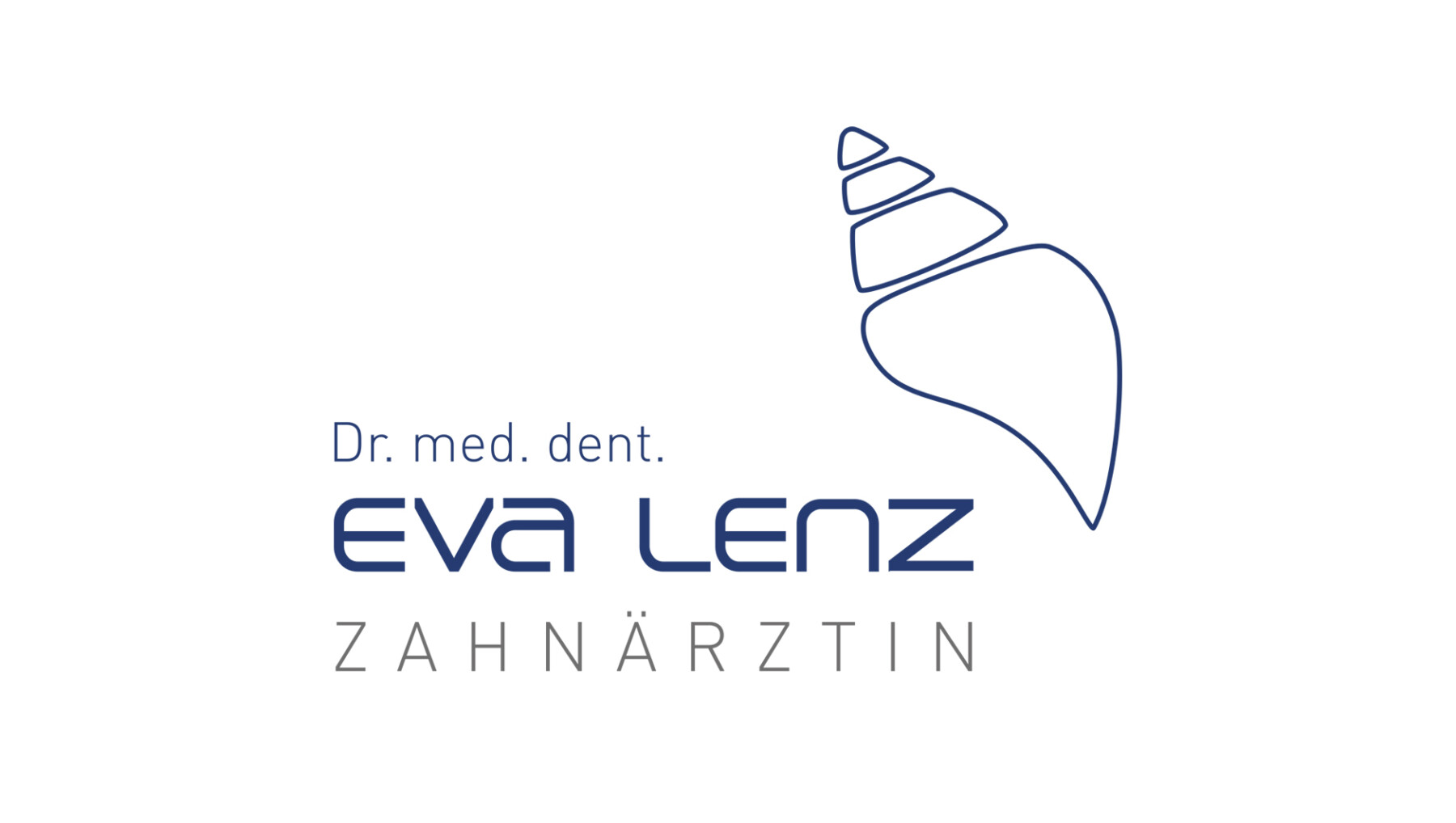 Logo von Dr. med. dent. Eva Lenz, Zahnärztin, mit stilisiertem Muschel-Symbol. Professionelle Zahnarztpraxis für umfassende Zahnbehandlungen und -vorsorge.Webdesign für Arztpraxen Köln