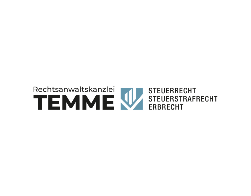 Logo der Rechtsanwaltskanzlei Temme, spezialisiert auf Steuerrecht, Steuerstrafrecht und Erbrecht. Klare, moderne Gestaltung unterstreicht die Professionalität der Kanzlei. Logodesign Köln