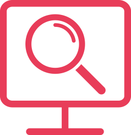 Symbol eines Computers mit Lupe, das die Suche im Internet darstellt. Ideal für Themen wie Webanalyse, SEO und digitale Recherche.
